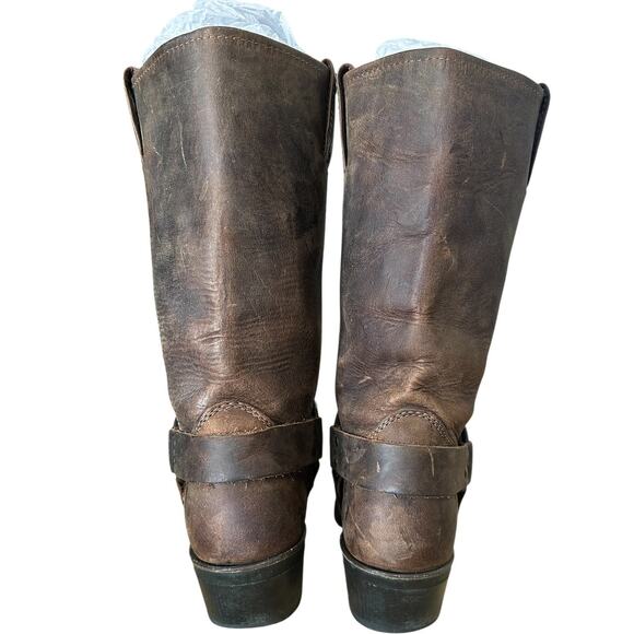 Frye Vintage Brown Leather Square Toe Harness BootSize 9.5 - Picture 5 of 13